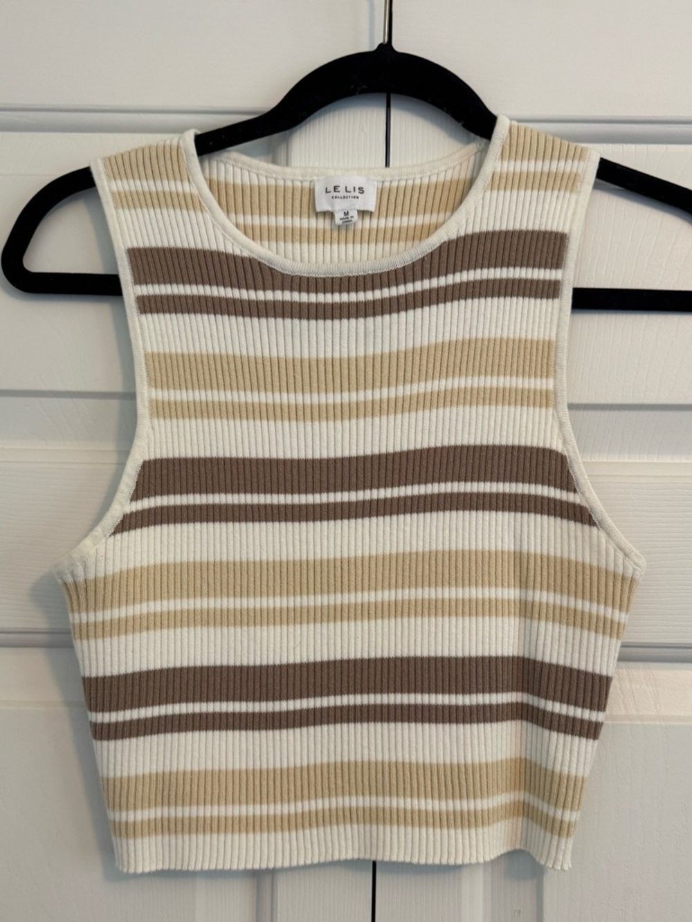 Le Lis Striped Ribbed Tank Top in Cream, Tan & Brown